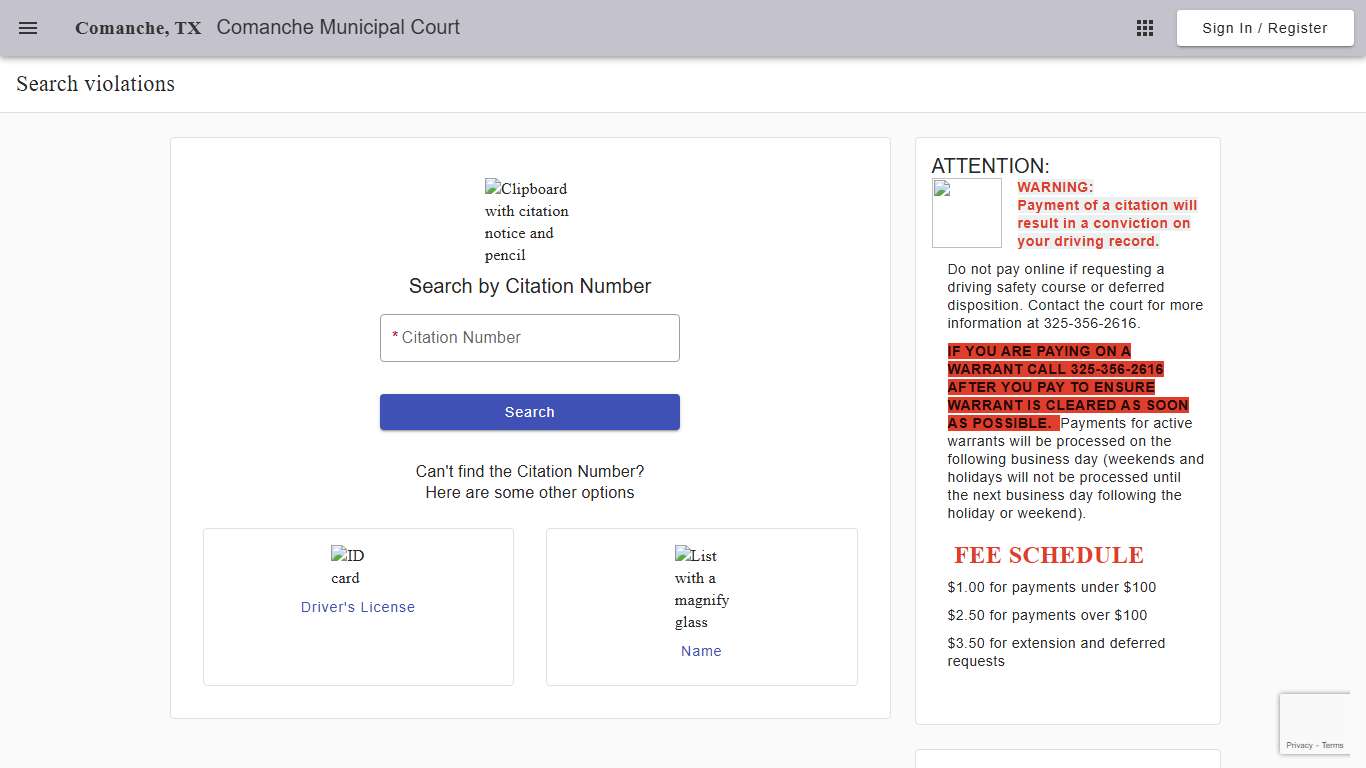Search - Search violations - Comanche Municipal Court - Comanche, TX - Municipal Online Services