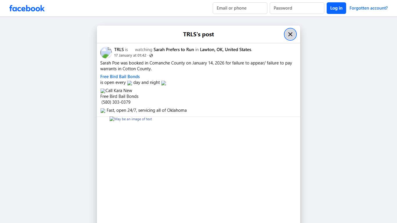 TRLS - Sarah Poe was booked in Comanche County on January... Facebook